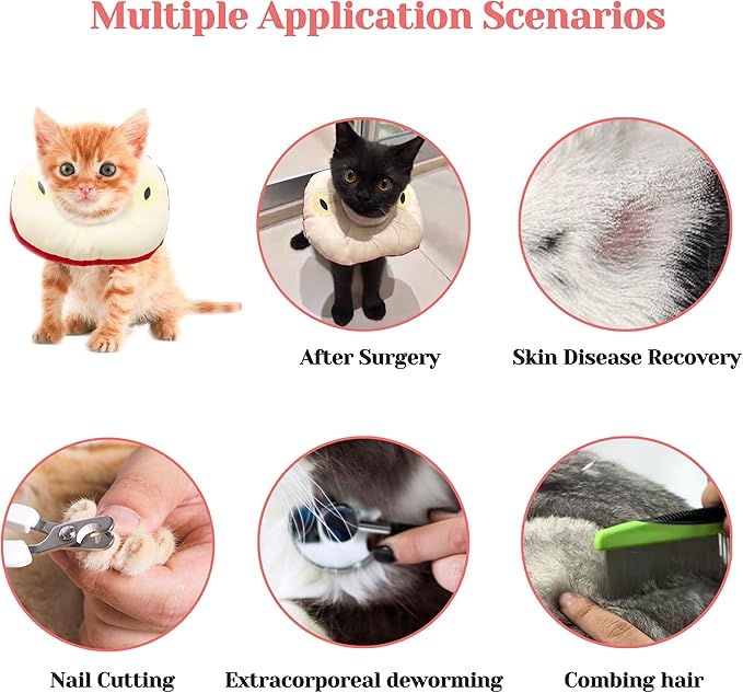 Kitten Cones After Surgery 0-6 Months, Donut Extra Small Kitten Cone Collar Soft to Stop Licking Neck, Elizabethan e Collar for Recovery, xs Small Cat Cone Spray, Pet Soft Cone for Cats Apple S