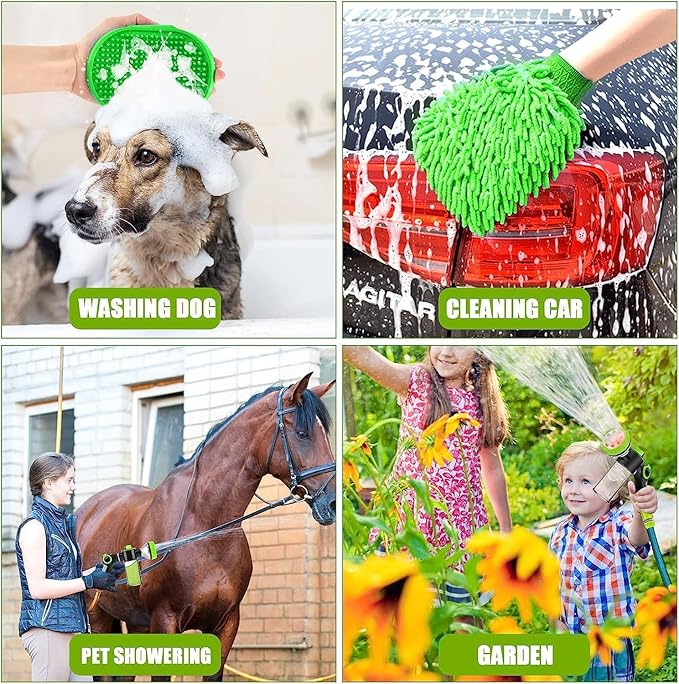 2-in-1 Dog Shower Attachment for Indoor Shower Hose & Outdoor Garden Hose, 8 Sprayer Modes Dog Wash Hose Attachment with Soap Dispenser, Ideal for Car Wash and Pet Shower(Hose Not Include)