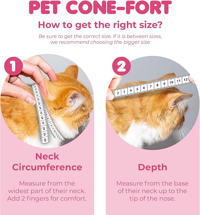 SunGrow Cat Cone Collar Soft, Stop Licking E Collar for Recovery, Post Surgery Stress Relieving with Adjustable Strap Enclosures (7" - 9" Neck Size, Pink)