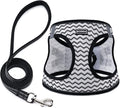 BOOMIBOO Dog Harness with Leash Set, No Pull Adjustable Reflective Step-in Puppy Pet Vest Harnesses for Small Medium Large Dogs and Cats,White Stripe XS