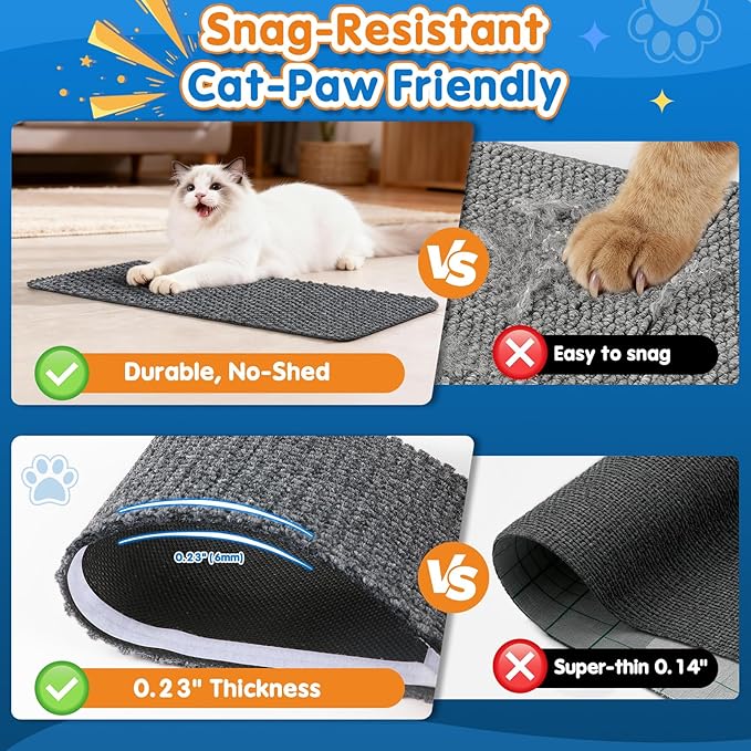 Wall Cat Scratcher for Indoor Cats,19.6x9.8”Corner Cat Scratcher,Cat Scratch Pad Furniture Protector for Door & Wall,Couch, Durable Cat Scratching Board Easy Mount (Grey, 19.6”x9.8”)