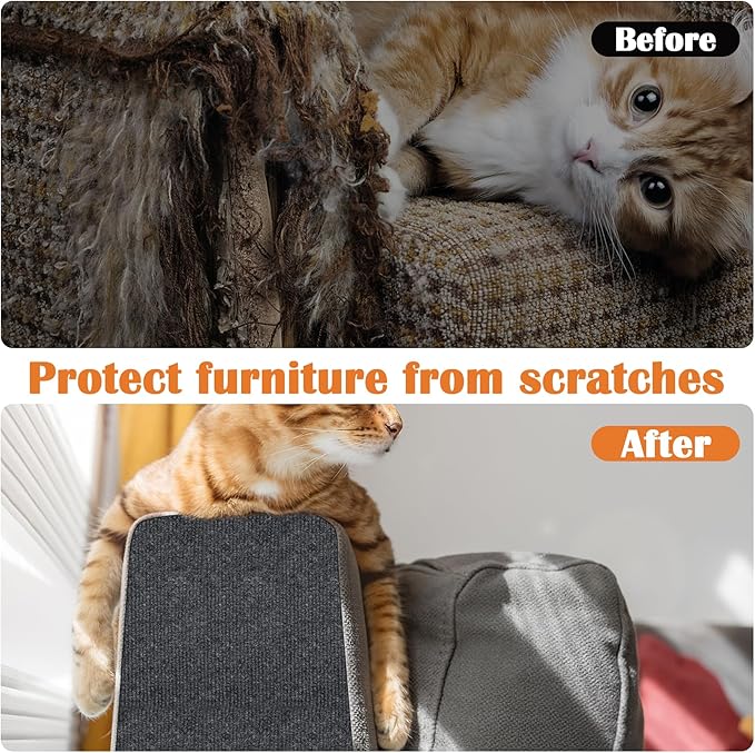 Cat Scratch Furniture Protector - 138" x 17" Trimmable Self-Adhesive Cats Claws Scratch Pads, DIY Cat Climbing Couch Protector for Scratch Post Cat Tree Replacement Indoor (Dark Gray)