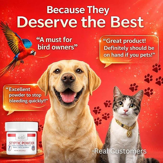 2-Pack Styptic Powder for Dogs, Cats, and Birds (2 oz) by Evo Dyne | Fast-Acting Blood Stop Powder for Pets | Quick Stop Bleeding for Dog Nail Clipping, Grooming, Cuts and More