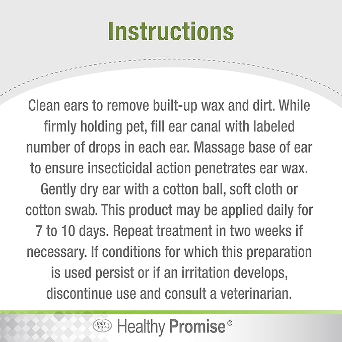 Four Paws Healthy Promise Aloe Ear Mite Treatment for Cats 0.75 Fl. Oz. (Pack of 2)