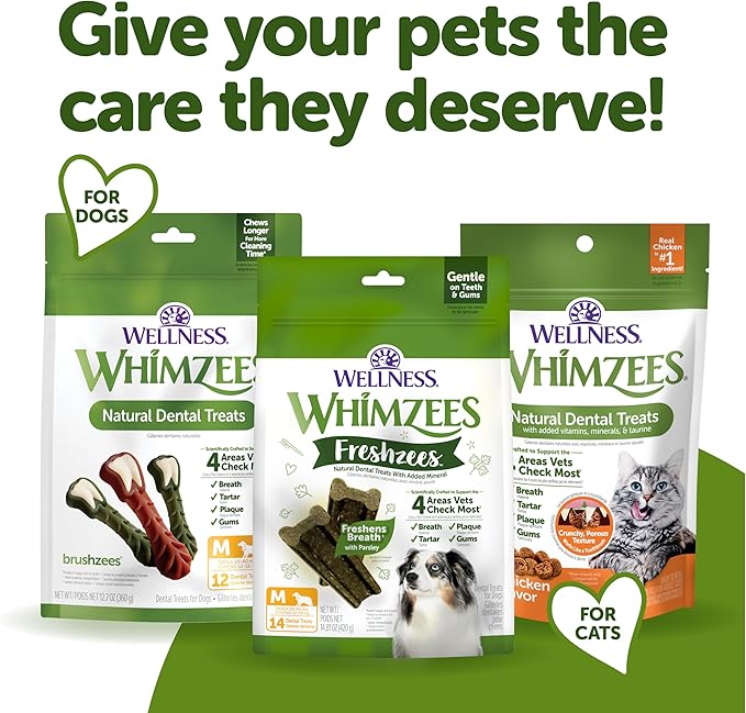 Wellness WHIMZEES Freshzees Dog Dental Treat, Soft Chews, Freshens Breath, Small Size, 14.81 oz Bag, 28 Count