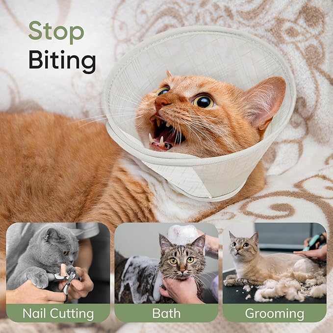 Supet Soft Cat Cone Collar to Stop Licking, Breathable Mesh Cone with Waterproof Liner Recovery Collar, for Kitten, Comfortable Elizabethan Alternative for Spay Neuter Grooming (M)
