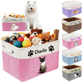 Custom Dog Toy Basket with Name Photo, Personalized Toys Clothing Storage Bins for Dogs Cats Pet,Collapsible Doggy Box Customized for Toy Food Pink