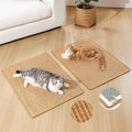 Cat Scratcher Mat,Sisal Cat Scratch Pad with Hook&Loop Tape,Wall Floor Kitten Scratching Pads Rug for Indoor,Furniture Protector for Couch&Carpets&Sofas,Kitty Bithday Gifts,Large,Brown,2 Pack