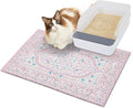 Bienbee Cat Litter Mat, 24" x 15" Waterproof Litter Box Mat Litters Rug with Non-Slip Bottom, Easy to Clean Litter Trapping Mat for Cat,Pink-Green Datura M