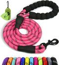 Taglory Rope Dog Leash 6 FT with Comfortable Padded Handle, Highly Reflective Threads Leash and Anti-Tangle Clip for Walking Small Dogs, 3/8 inch, Pink