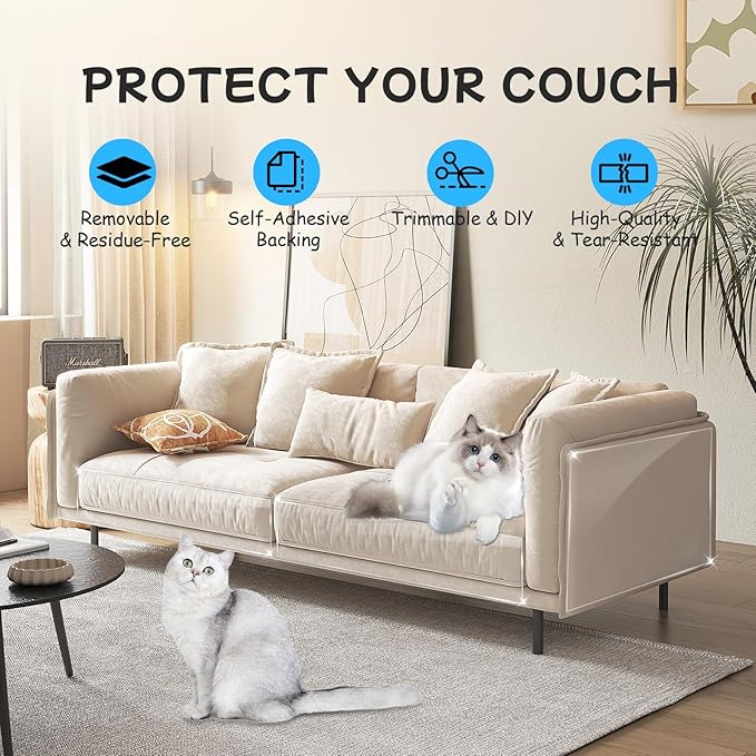 Goosheep Door Scratch Protector Door Dog Scratch Protector Dog Scratch Door Guard Pet Scratch Door Protector Couch Protector from Cat Claws Clear(7.9inch×393.7inch)