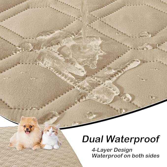 hyha Waterproof Dog Bed Blanket, Soft Pet Blankets, Waterproof Couch Cover for Dogs, Reversible Sofa Covers Washable for Furniture (40x80 Inch, Taupe/Beige)