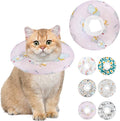 Soft Cat Cone Collar, Cute Cats Recovery Collar Suitable for Small, Medium, Large cat,Elizabethan Neck Collar for Cats After Surgery (Pink Cat, Large)