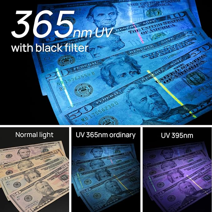 Consciot UV Flashlight Black Light USB-C Rechargeable, 365nm LED Ultraviolet Blacklight, Portable Woods Lamp for Pet Urine Detection, Dry Stains, Bed Bug, Curing Resin and Gel Nails, Yooperlites