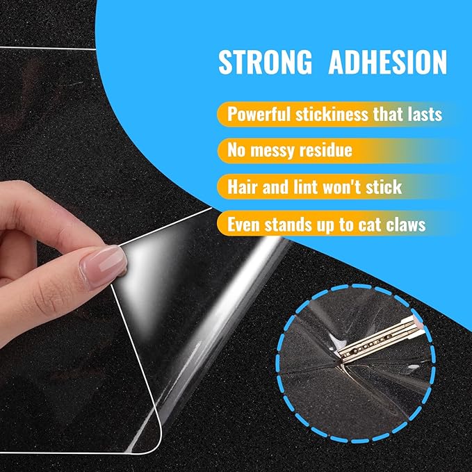 Anti Cat Scratch Furniture Protector, 315" x 15.7" Single Side Sticky Cat Couch Protector for Cloth Fabric Sofas, Large Roll Transparent & Cuttable Cats Scratch Deterrent Tape