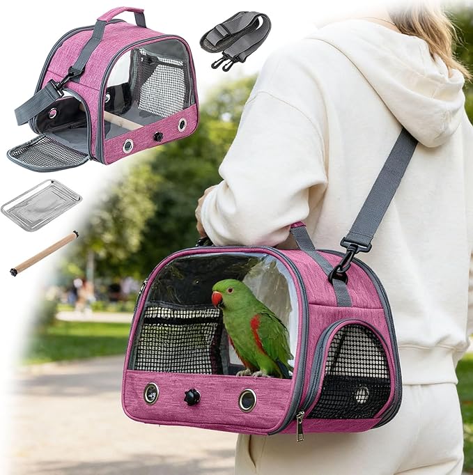 Portable Bird Carrier, Small Bird Travel Cage Carrier for Small Medium Parrot, Lightweight & Breathable Bird Cage with Zipper for Vet Visit Shopping and Outdoor Adventure (Color D)