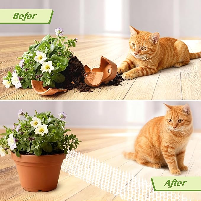 Clear Cat Scat Mat 16 x 13 Inch, 16 Pack Transparent Cat Deterrent Mats with 1 Inch Spikes, Large Coverage Indoor Outdoor Pet Training Mats to Protect Furniture, Counters, Garden & Yard