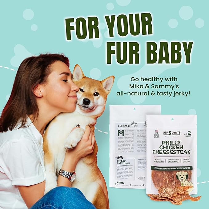 Gourmet Chicken Jerky Dog Treats - Made in USA only, Cage-Free, No Additives (Mika & Sammy's Chicken Cheese 12 oz)