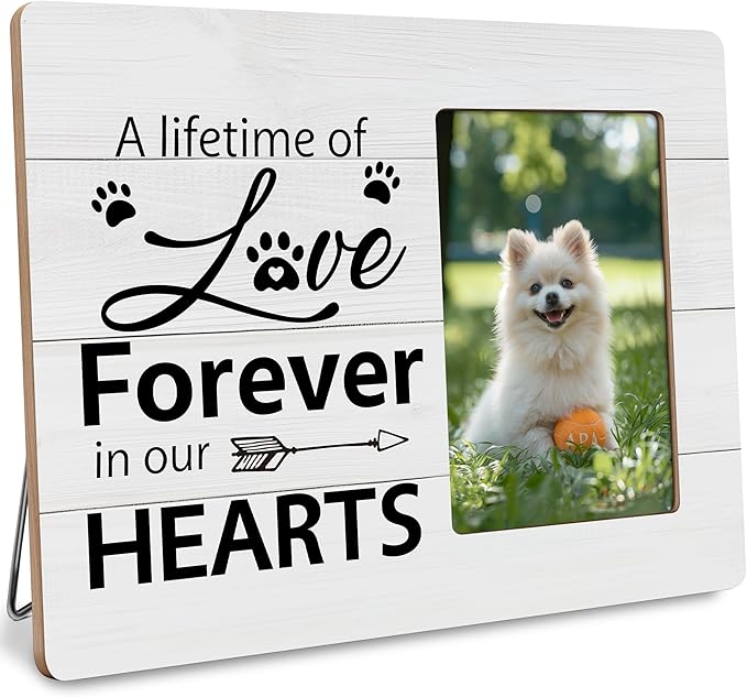 Pet Memorial Gifts Picture Frame, Dog Passing Away Sympathy Gift for Loss of Dogs, A Lifetime of Love Forever in Our Hearts Frames Fits 4x6 Photo