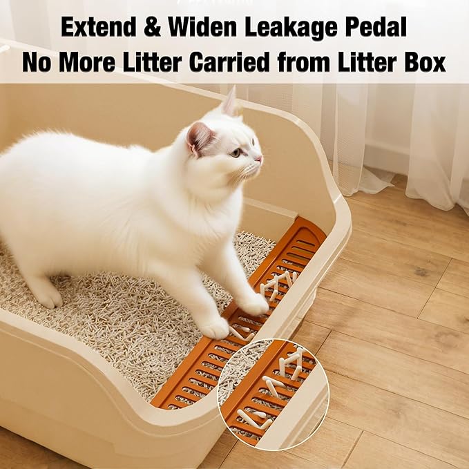 Gefryco Senior Cat Litter Box Low Entry Extra Large Litter Box for Indoor Cats Corner Low Cat Pan
