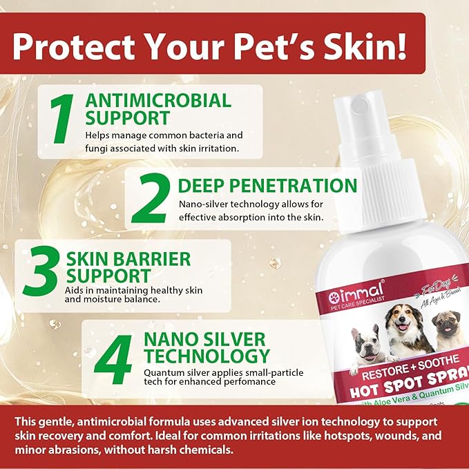 Hot Spot Spray Treatment for Dogs, 2025 Upgraded Hot Spot & Itch Relief Skin Spray for Dog, Irritated Dry Itchy Skin, Allergies, and Dermatitis, Scratching and Licking, Reduces Topical Inflammation