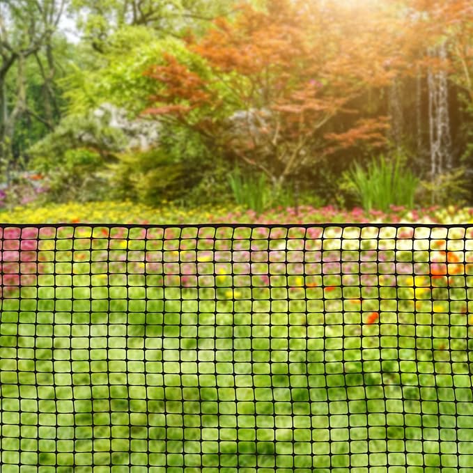 Houseables Plastic Fence, Plastic Mesh Fence, Mesh Fencing, Deer Netting, Cat Netting, Temporary, Balcony, Pets, Garden, Chicken, Poultry, Dogs, Construction, Yard, Protection, Black, 4 x 50 Feet Roll