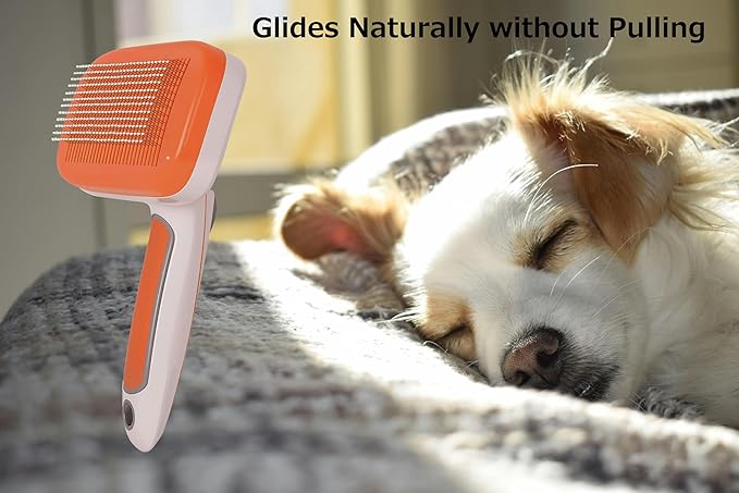 Self Cleaning Slicker Brush for Dogs Cats Deshedding Grooming Tool, Skin Friendly, Remove Loose fur Petfor Shedding Hair, Glides Naturally without Pulling