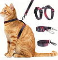 Cat Harness and Leash Set, 3-in-1 Escape Proof Adjustable, Comfortable Soft Lightweight, Safe, Easy to Wear, Walking Travel Kitten Harness for Small Medium Cats （Red