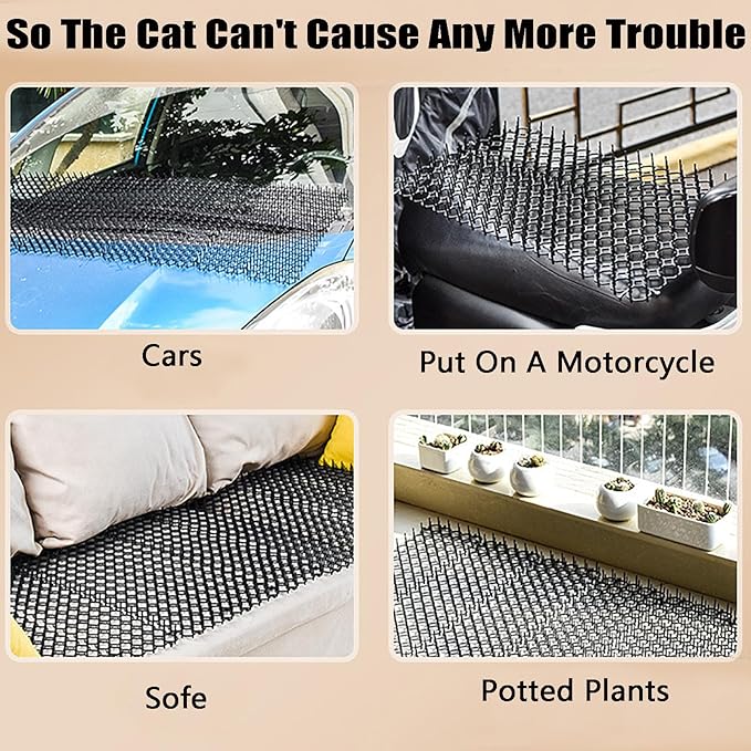 GKYZBB 10 Pack Extra Large Cat Scat Mat for Cats,16.5 x 13 in,Cat Indoor/Outdoor Deterrent Pad,Dog and Cat Spike Mat Anti,dig for Garden,Cat Anti-Scratch Mat with