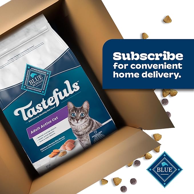 Blue Buffalo Tastefuls Active Cat Dry Cat Food, Made in the USA with Natural Ingredients, Chicken & Brown Rice Recipe, 3-lb. Resealable Bag