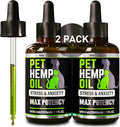 (2 Pack) Hemp Oil for Dogs and Cats - Helps Pets with Anxiety, Pain, Stress, Sleep, Arthritis, Seizures Relief - Cat Anxiety Relief - Omega 3-6-9 - Pet Hemp Oil Drops Treats - Hip and Joint Support