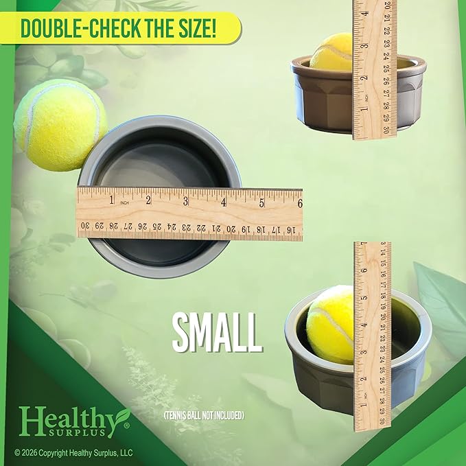 Pet Crock Bowl – Thick Durable Plastic Non-Tip Food & Water Dish for Dogs, Cats & Small Animals – 4.5 Inches Diameter - Indoor/Outdoor – Chew Resistant, Easy Clean (Green, Small 8oz)