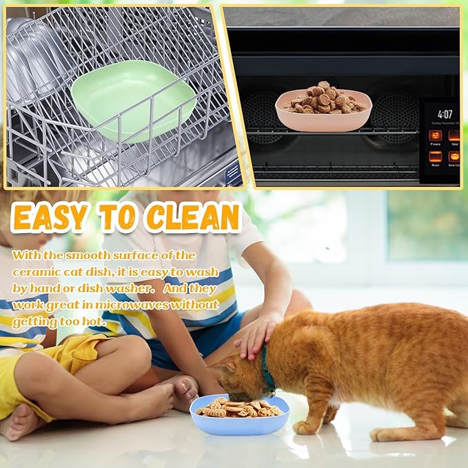 TKOnline 10 Pcs Cat Food Bowl, 5.7 Inch Plastic Shallow Pet Food and Water Dish for Whisker Fatigue Relief, Wide Cat Wet Feeding Bowls, Small Flat Dish for Indoor Outdoor Kittens Dogs ﻿