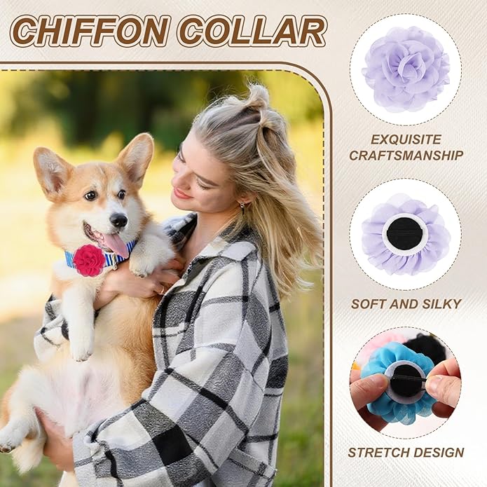Dog Collar Flowers, Pet Flower Charms Soft Chiffon Cat Collar Bow Tie Floral Grooming Supplies, Intended for Dog
