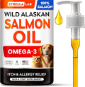 StrellaLab Wild Alaskan Salmon Oil for Dogs - Natural Omega 3 for Dogs & Cats, Itch & Allergy Relief, Skin & Coat Support - Fish Oil Liquid, EPA+DHA Fatty Acids for Hip&Joint, Immune&Heart Health 8 Oz