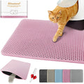 Waterproof Cat Litter Mat, Double Layer EVA, Odor-Free Large Grid, Urine Proof, Easy Cleanup 24 x 35, Pink