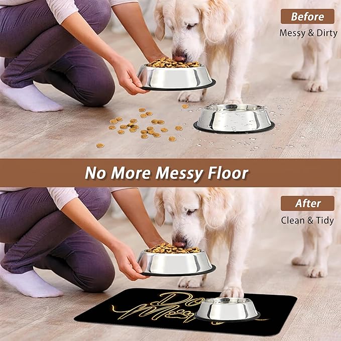 Dog Mom Food Mat for Floors,Absorbent Quick-Dry Pet Feeding Mat,Cat Dog Bowl Mats for Food and Water,Non-Slip Pet Accessories Supplies 12"x20"