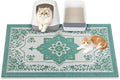 Cat Litter Mat, 35" x 23" Litter Box mat, Traps 100% Litter, Non-Slip Kitty Litter Trapping mats, Large Cute Litter mat, Easy Clean for Scatter Control, Bohe cat Food mat, Urine Waterproof