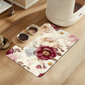 Vintage Floral Rose Pet Feeding Mat–Christmas Stocking Quick Dry Absorbent Dog Cat Food Mat, Non Slip Waterproof Bowl Placemat for Messy Eaters, Pet Accessories for Floors 12"x20"