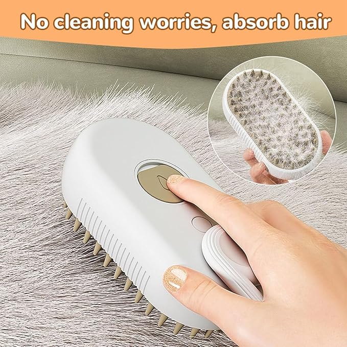 4 in 1 Cat Steam Brush for Shedding, 2025 New Cat Brushes for Indoor Cats, Pet Steam Brush for Cats Dogs, Massage, Cleaning, Shedding & Combing, for Long and Short Hair Pet (Brown)