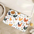Rooster Dog Cat Food Mat,Hen Chicken Meadow Absorbent Pet Feeding Mat for Food and Water,Non-Slip Dog Bowl Mats Floor Protector 12"x20"