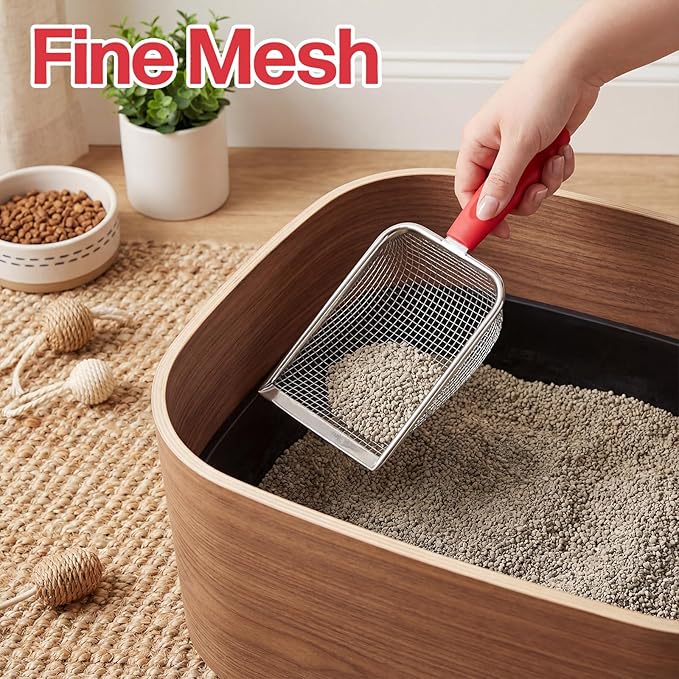 Stainless Steel Reptile Sand Substrate Scoop, Fine Mesh Metal Reptile Litter Cleaner Scooper, Cat Litter-Scoop, Mesh Litter-Shovel, Litter Cleaner Corner Scoop Sand Sifter for Terrarium Sands Waste