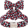 Unique style paws Valentine's Day Dog Collar with Tie Black & Red Heart Puppy Collar Best Gothic Style Gift for Small Medium Large Boys Girls-L