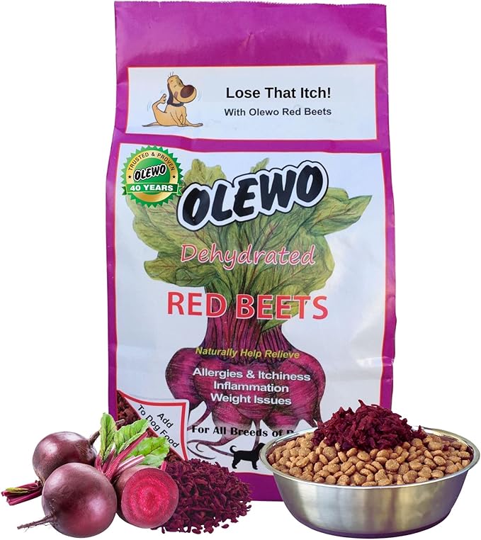 Olewo Original Red Beets for Dogs – Internal Support Dog Food Topper for Skin Sensitivity and Overall Balance, Prebiotic Fiber and Whole Food Nutrients, 1 lb