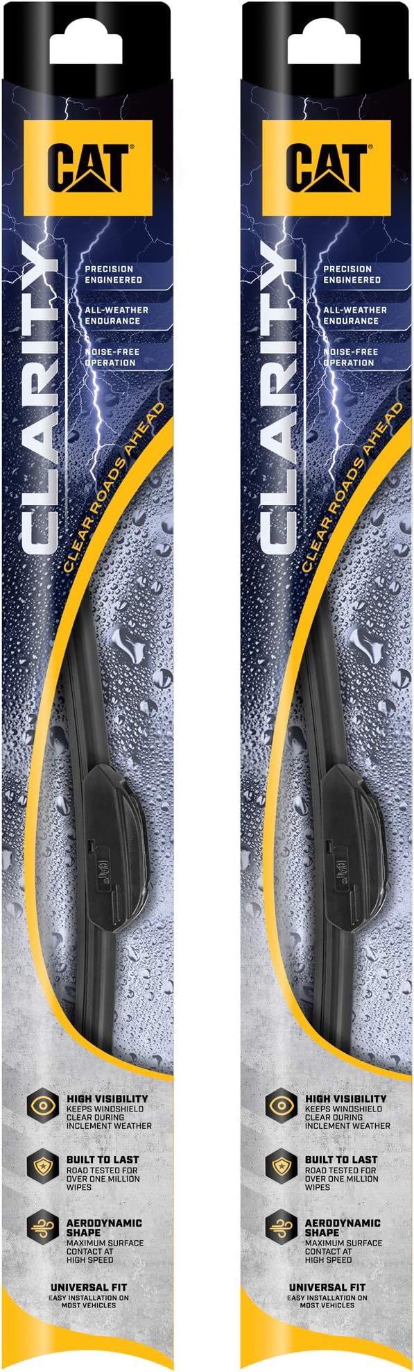 CAT Clarity Wiper Blades (2-Pack), Premium Performance Direct OEM Replacement, Universal Fit Front Windshield Wiper Blades, Durable Streak-Free Spotless Silent Easy Installation - 24" + 20"