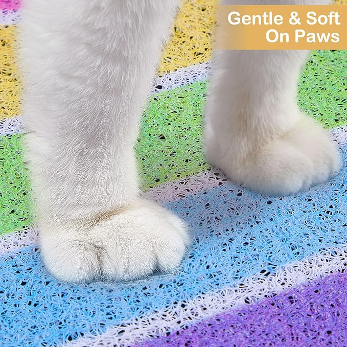 Unicorn Catcher Cat Litter Mat Quality Litter Box Mat Large Non-Slip Cat Litter Mat Litter Trapping Mat Soft Kitty Litter Mat Compatible Two Litter Boxes Cat Products Easy to Clean,Pink,L