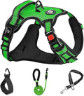 NESTROAD No Pull Dog Harness,Adjustable Oxford Dog Vest Harness with Leash,Reflective No-Choke Pet Harness with Easy Control Soft Handle for Large Dogs(Large,FluorescentGreen)