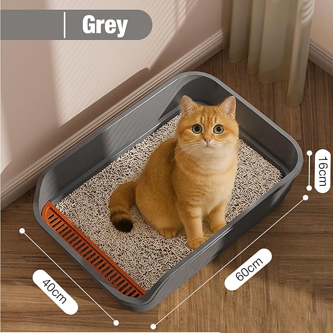 Gefryco Senior Cat Litter Box Low Entry Extra Large Litter Box for Indoor Cats Corner Low Cat Pan