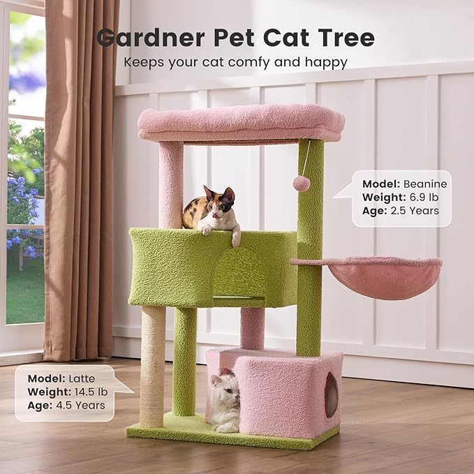 Gardner Pet 41" Tall Cat Tree for Medium-Large Cats, Heavy Duty Cat Trees Towers with 2.8in Posts, Easy to Assembly
