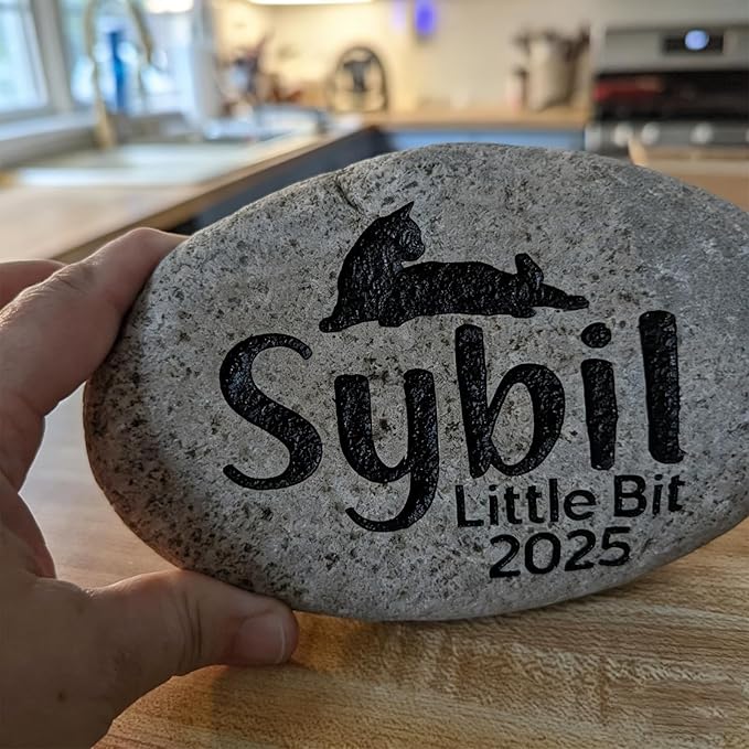 Personalized Cats Memorial Stone - Custom Engraved Natural River Rock with Name & Icon, Handcrafted Pet Loss Gift, Garden or Indoor Angel Pet Remembrance Stone (for Cats)